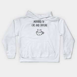 Motivated By Cats And Caffeine - Cats And Coffee Lover Quote Kids Hoodie